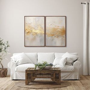 Quadro Decorativo Modelo Rústico Com 2 Telas De Parede Para Sala Quarto Escritório 60cm X 90cm Tabaco