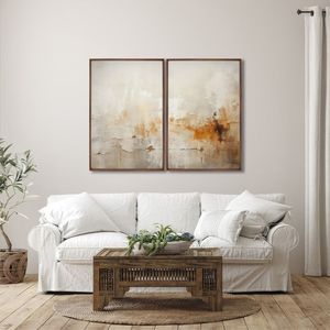 Quadro Decorativo Modelo Rústico Com 2 Telas De Parede Para Sala Quarto Escritório 60cm X 90cm Tabaco