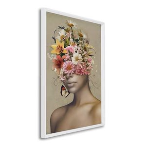 Quadro Decorativo Coroa De Flores Com 1 Tela Cm Ou Cm De Parede Para Escritório Banheiro Hall 60cm X Branco