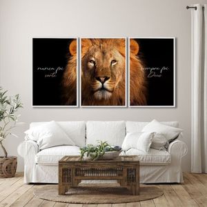 Quadro Decorativo Religioso Nunca Foi Sorte, Sempre Foi Deus Com 3 Telas Para Sala, Escritório, Hall Branco