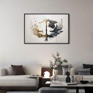 Quadro Decorativo Temático Direito Com 1 Tela Para Escritório Hall Lavabo 60cm X 90cm Preto