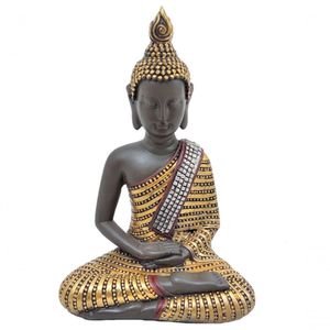 Estátua De Buda Hindu Dourado Resina 12 Cm Altura Marrom Esc
