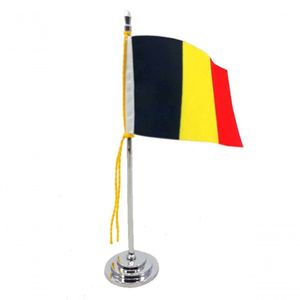Mini Bandeira De Mesa Bélgica 15 Cm Poliéster