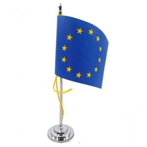 Mini Bandeira De Mesa Comunidade Européia 15 Cm Poliéster
