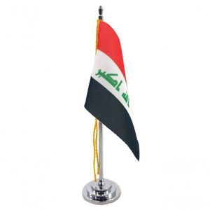 Mini Bandeira De Mesa Da Iraque 15 Cm Poliéster