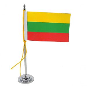 Mini Bandeira De Mesa Lituânia 15 Cm Poliéster