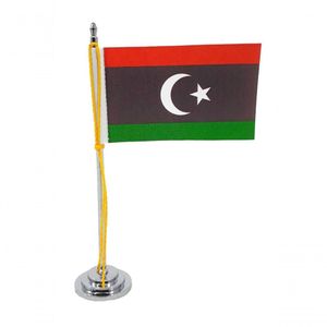 Mini Bandeira De Mesa Da Líbia 15 Cm Poliéster