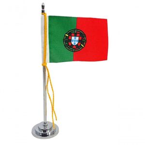 Mini Bandeira De Mesa Da Portugal 15 Cm Poliéster