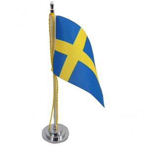 Mini Bandeira De Mesa Da Suécia 15 Cm Poliéster