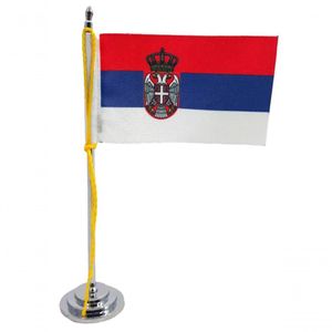 Mini Bandeira De Mesa Da Sérvia 15 Cm Poliéster