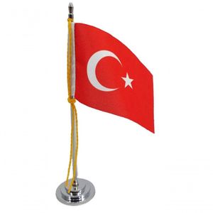 Mini Bandeira De Mesa Da Turquia 15 Cm Poliéster
