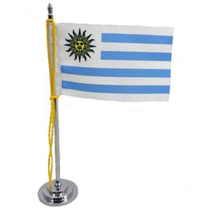 Mini Bandeira De Mesa Da Uruguai 15 Cm Poliéster