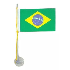 Mini Bandeira Do Brasil Com Ventosa Poliéster (5,5cm X 8,5cm)