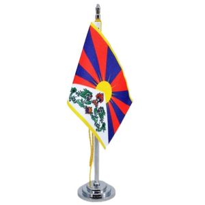 Mini Bandeira De Mesa Do Tibet Poliéster 15 Cm Mastro
