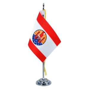 Mini Bandeira De Mesa Do Taiti Poliéster 15 Cm Mastro