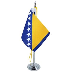 Mini Bandeira De Mesa Do Bósnia Poliéster 15 Cm Mastro