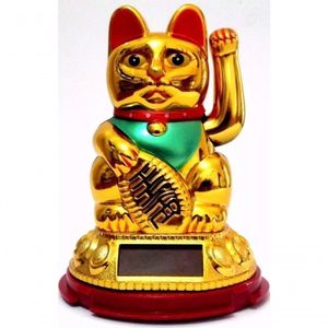 Maneki Neko O Gato Da Sorte Japonês Energia Solar 9 Cm