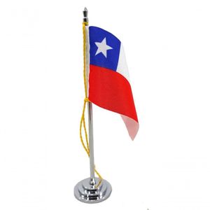 Mini Bandeira De Mesa Chile 15 Cm Poliéster