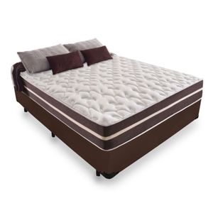 Cama Box Casal 138 Tecido Marrom Com Colchão Little Angel Bello Box Mola Superlastic 62x138x188