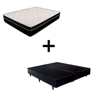 Cama Box Queen 158 Tecido Preto Com Colchão Paris Molas Preto 66x158x198