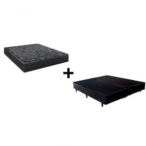 Cama Box Casal 138 Bipartido Tecido Preto Com Colchão Lisboa Bello Box D28 Preto