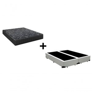 Cama Box Casal 138 Bipartido Tecido Branco Com Colchão Lisboa Bello Box D28 Preto