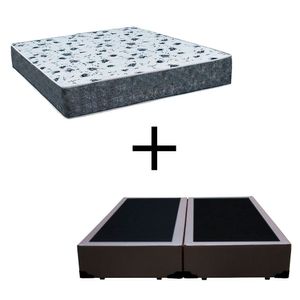 Cama Box Casal 138 Bipartido Tecido Marrom Com Colchão Alegro D28 Cinza 57x138x188