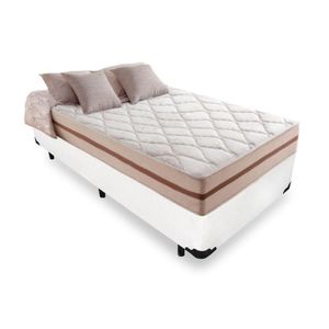 Cama Box Solteiro 88 Tecido Branco Com Colchão Pillow Angel Bello Box Molas 62x88x188