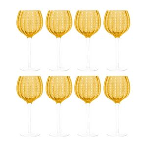 Kit 8 Taças Para Vinho De Vidro Orquídea âmbar 450ml Wolff
