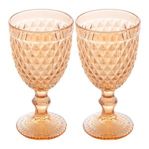 Jogo 2 Taças De Vidro Bico Abacaxi Cor âmbar Metalizado Para água Vinho Lyor 325ml