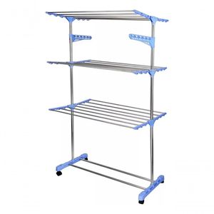 Varal De Chão P/ Roupas Inox 3 Andares Retrátil Aço Inox