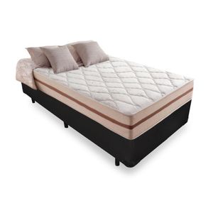 Cama Box Solteiro 88 Tecido Preto Com Colchão Pillow Angel Bello Box Molas 62x88x188