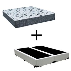 Cama Box King 193 Tecido Branco Com Colchão Alegro Bello Box D28 Cinza 57x193x203