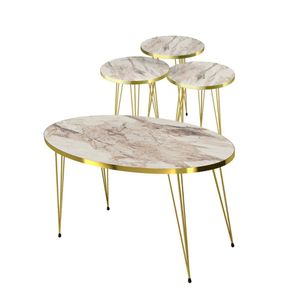Conjunto De Mesa De Centro 4 Peças - Mármore Branco