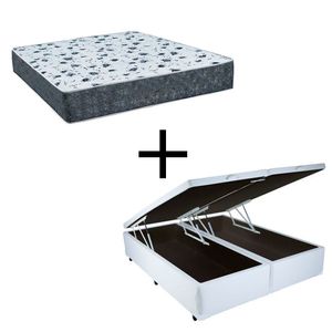 Cama Box Baú Casal 138 Bipartido Tecido Branco Com Colchão Alegro Bello Box D28 Cinza 58x138x188