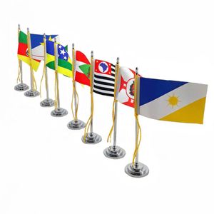 Mini Bandeira Mesa Goiás Mastro 15 Cm Poliéster
