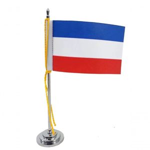Mini Bandeira De Mesa Da Iugoslávia 15 Cm (mastro) Poliéster