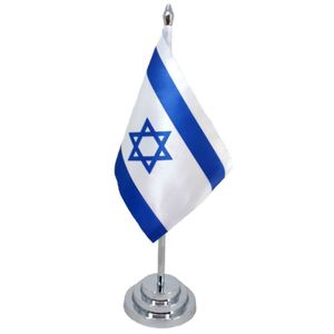 Bandeira De Mesa Dupla Face Israel (mastro 29 Cm Alt.) Cetim