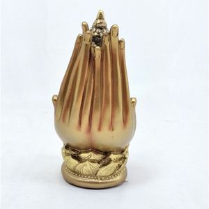 Estátua De Buda Hindu Dourado Resina 13 C M