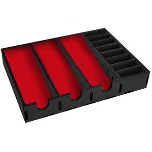 Suporte Mdf Para 3 Maquinas De Cortar Cabelo E 8 Pentes De Altura Vermelho - Preto