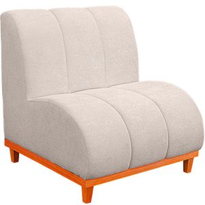 Namoradeira Marselha Base De Madeira Para Sala Hotel Tecido Boucle Cor Branco