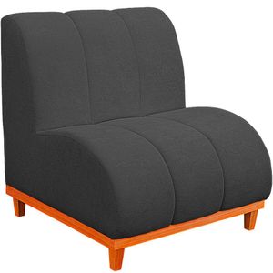 Namoradeira Marselha Base De Madeira Para Sala Hotel Tecido Boucle Cor Cinza Chumbo
