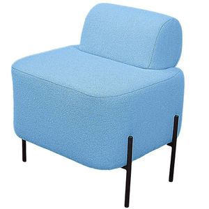 Puff Estofado Virginia Decorativo Tecido Boucle Cor Azul Claro