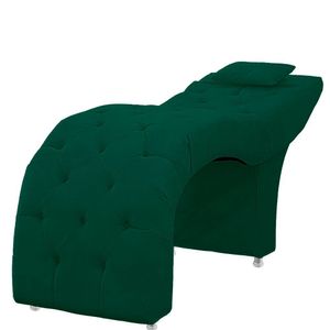 Maca Estofada Capitone Julia Para Estetica Facial Sombrancelha E Cilios Suede Cor Verde Esmeralda