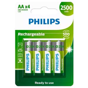 4 Pilhas Recarregaveis Aa Philips [f108]