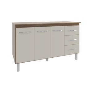 Armário Deise Cozinha Gabinete De Pia 150 Cm Savana Off White E Tampo Tampão 150 Cm Mobília Decor Savana