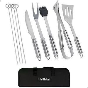 Conjunto Kit Churrasco 9 Peças De Aço Inox Com Bolsa