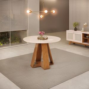 Mesa Kiara Redonda 4 Lugares Freijo-off White