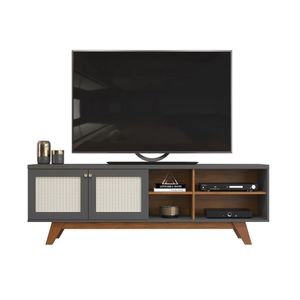 Rack Retro Zara Tv De Até 60 Com 2 Portas Com Telinha Freijo-cinza Urbano