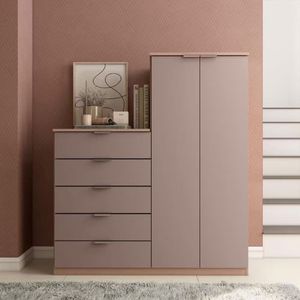 Cômoda Sapateira Roma Com 2 Portas E 5 Gavetas Bartira Avelã-cappuccino